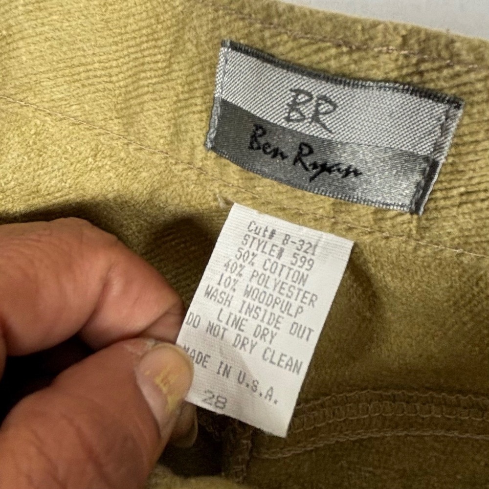 VTG Ben Ryan Chartreuse Wood Pulp Bootcut Pants Barrel Women 28X30 Thin USA NWOT - Picture 4 of 10